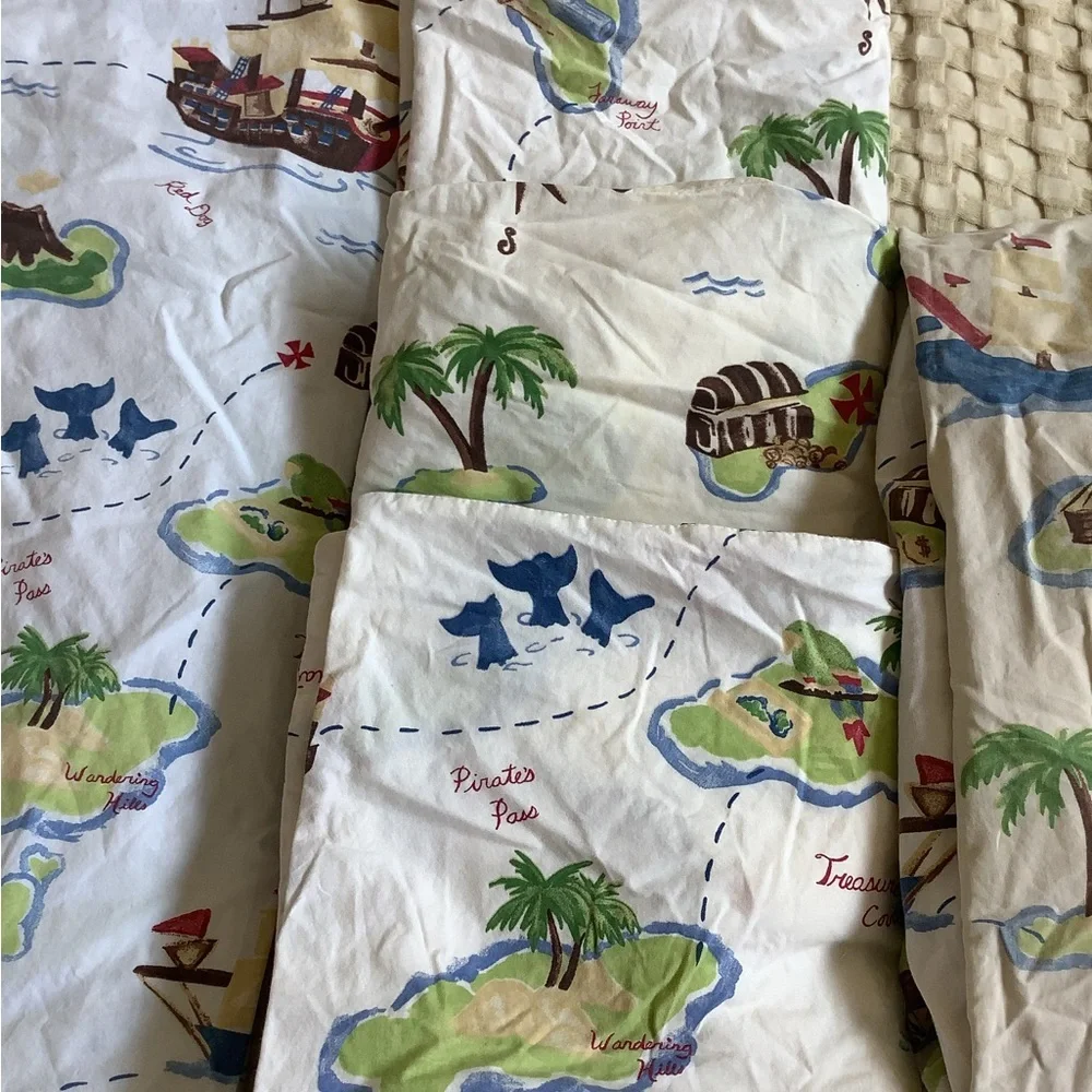 Pottery Barn Kids Bermuda Fish Twin Duvet Sheet Pillow Cases Covers